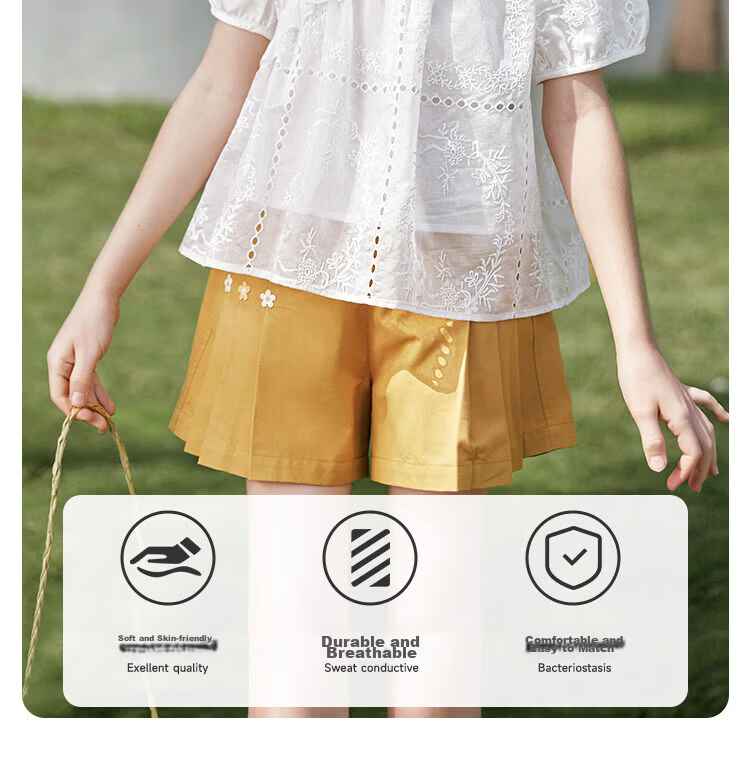 CHANZUIGOU Girls French Style Hollow Embroidered Top 2026 Summer New Breathable Short Sleeve Shirt 4